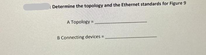 : Determine the topology and the Ethernet standards for Figure 9 A Topology: B Connecting devices =