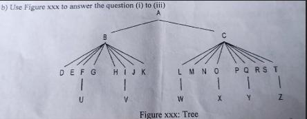 b) Use Figure xxx to answer the question (i) to (iii) A DEFGHIJK 1 1 U V LM N O P Q R S T 11 11 Y W Figure