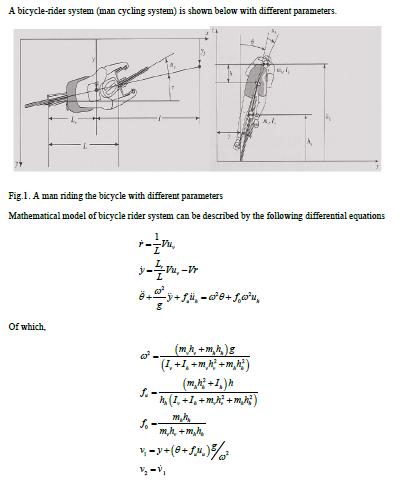 A bicycle-rider system (man cycling system) is shown below with different parameters. CHE Of which, Fig.1. A