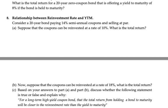 What is the total return for a 20-year zero-coupon bond that is offering a yield to maturity of 8% if the