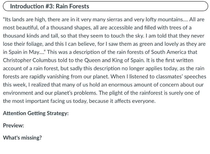Introduction #3: Rain Forests 