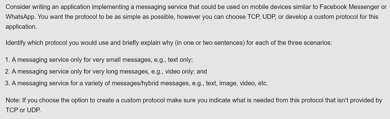 Consider writing an application implementing a messaging service that could be used on mobile devices similar