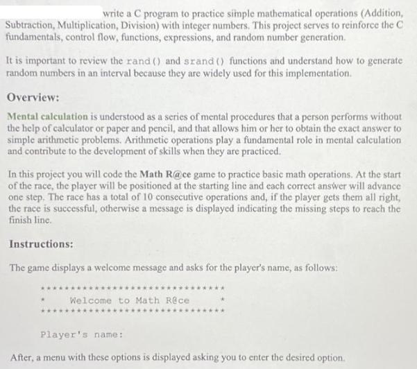 write a C program to practice simple mathematical operations (Addition, Subtraction, Multiplication,
