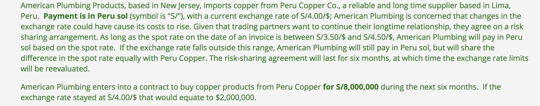 American Plumbing Products, based in New Jersey, imports copper from Peru Copper Co., a reliable and long