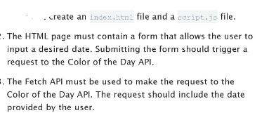 create an index.html file and a script.js file. 2. The HTML page must contain a form that allows the user to