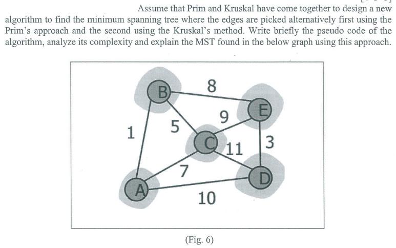 Assume that Prim and Kruskal have come together to design a new algorithm to find the minimum spanning tree