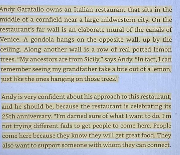 Andy Garafallo owns an Italian restaurant that sits in the middle of a cornfield near a large midwestern