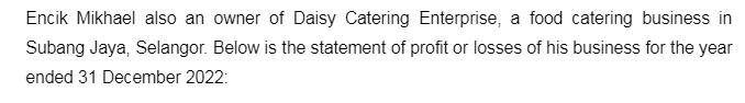 Encik Mikhael also an owner of Daisy Catering Enterprise, a food catering business in Subang Jaya, Selangor.