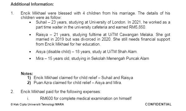 Additional Information: 1. Encik Mikhael were blessed with 4 children from his marriage. The details of his