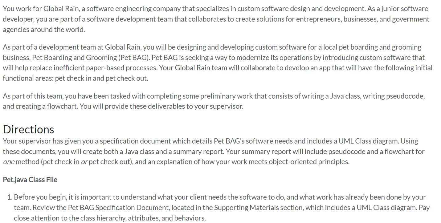 You work for Global Rain, a software engineering company that specializes in custom software design and