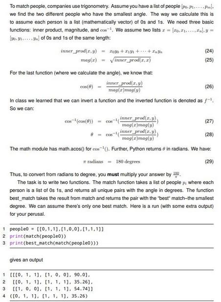 To match people, companies use trigonometry. Assume you have a list of people (po. p... Pm). we find the two