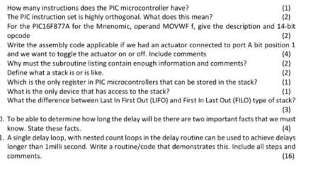 How many instructions does the PIC microcontroller have? (1) (2) The PIC instruction set is highly