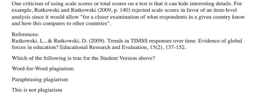 One criticism of using scale scores or total scores on a test is that it can hide interesting details. For