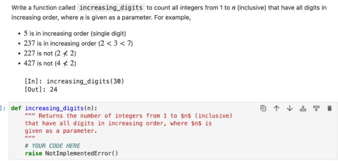 Write a function called increasing_digits to count all integers from 1 to n (inclusive) that have all digits