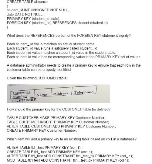 CREATE TABLE absence ( student_id INT UNSIGNED NOT NULL, date DATE NOT NULL, PRIMARY KEY (student_id, date),