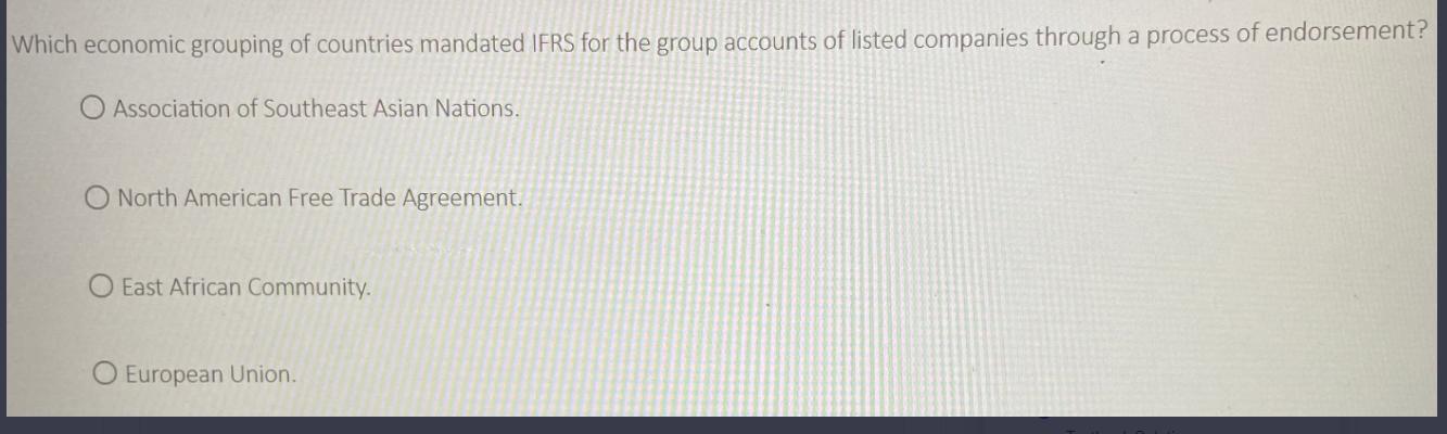Which economic grouping of countries mandated IFRS for the group accounts of listed companies through a