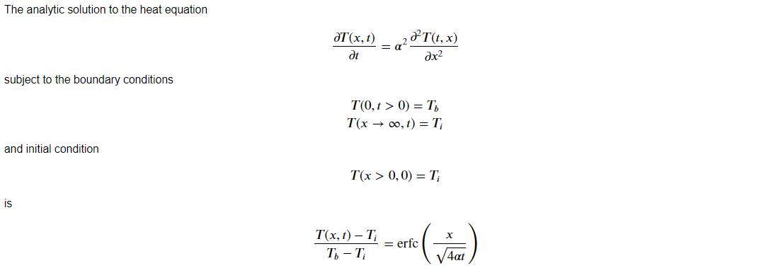 The analytic solution to the heat equation subject to the boundary conditions and initial condition is JT (x,