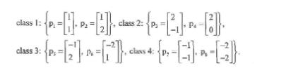 class 1: $ 1 P: : {P. - [ ] P - [2]), class 2: {P = []. P. -3]} (-[] []-]- class 3: class 4: