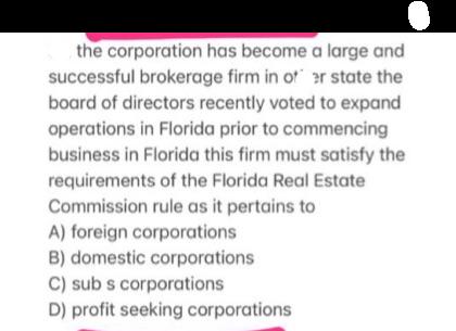 the corporation has become a large and successful brokerage firm in of er state the board of directors