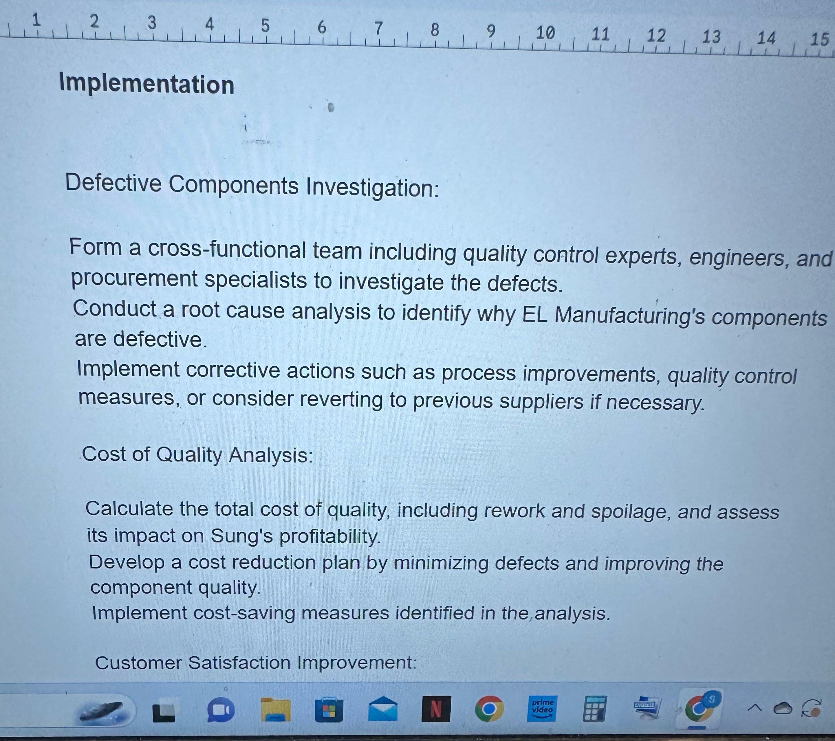 1 2 3 4 Implementation 5 6 7 8 9 10 11 12 13 Defective Components Investigation: Form a cross-functional team