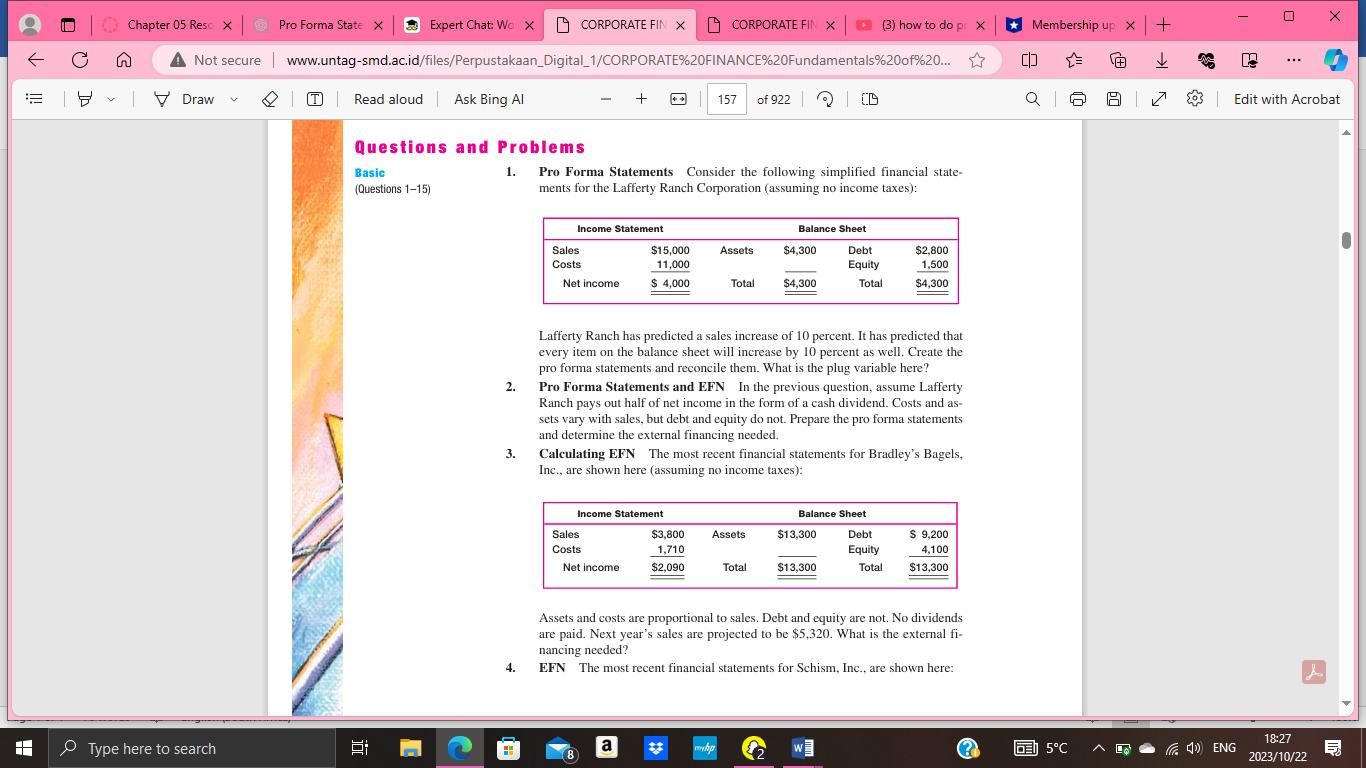 C A 0 O v Chapter 05 Resc X n Not secure Draw Type here to search Expert Chat: Wo X CORPORATE FIN X CORPORATE