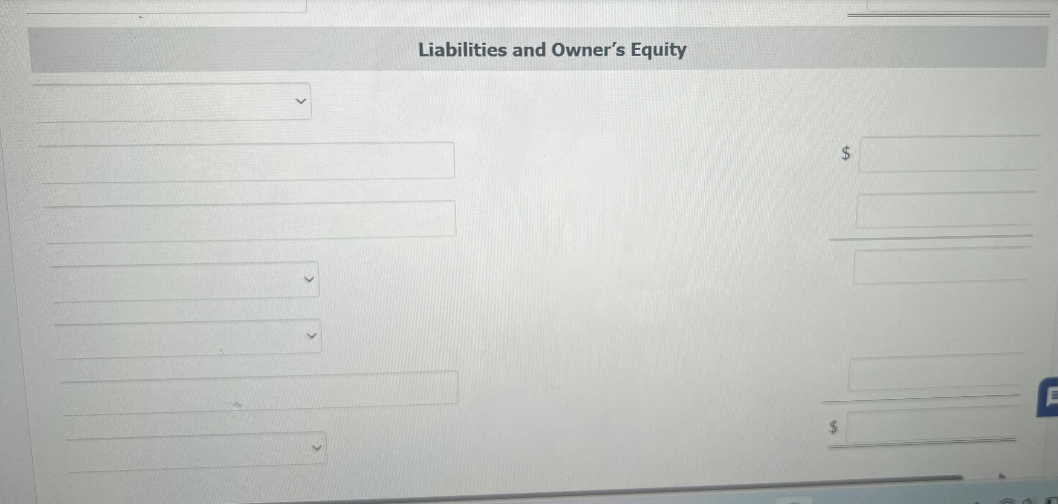 < Liabilities and Owner's Equity LA E