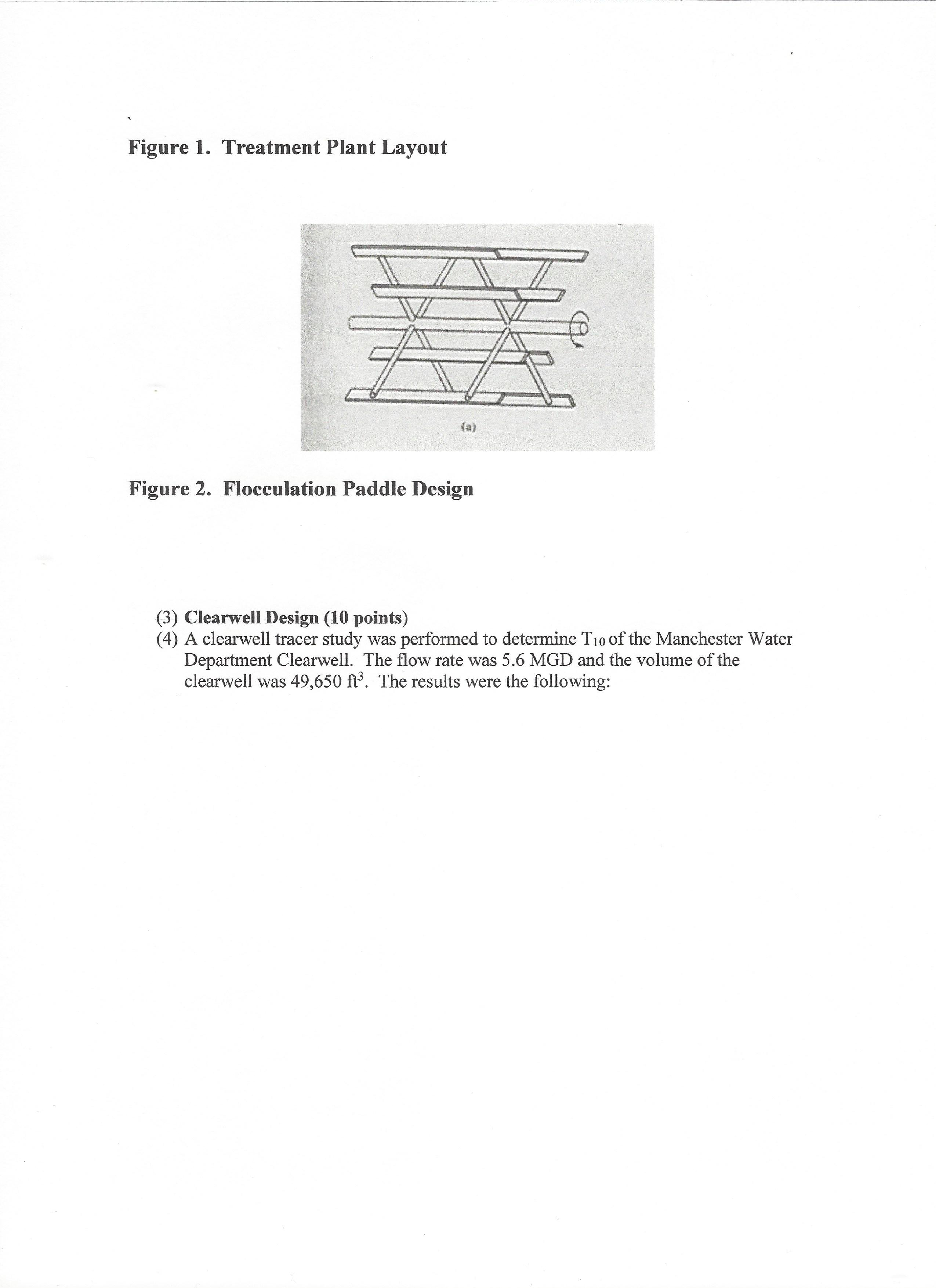 Figure 1. Treatment Plant Layout Figure 2. Flocculation Paddle Design (3) Clearwell Design (10 points) (4) A