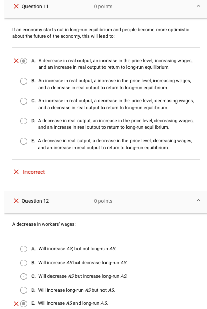 AD/AS would be affected. X Question 1 E A. XO B. c.