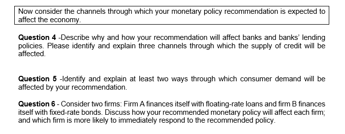 the state of the economy provided below and to explain how their