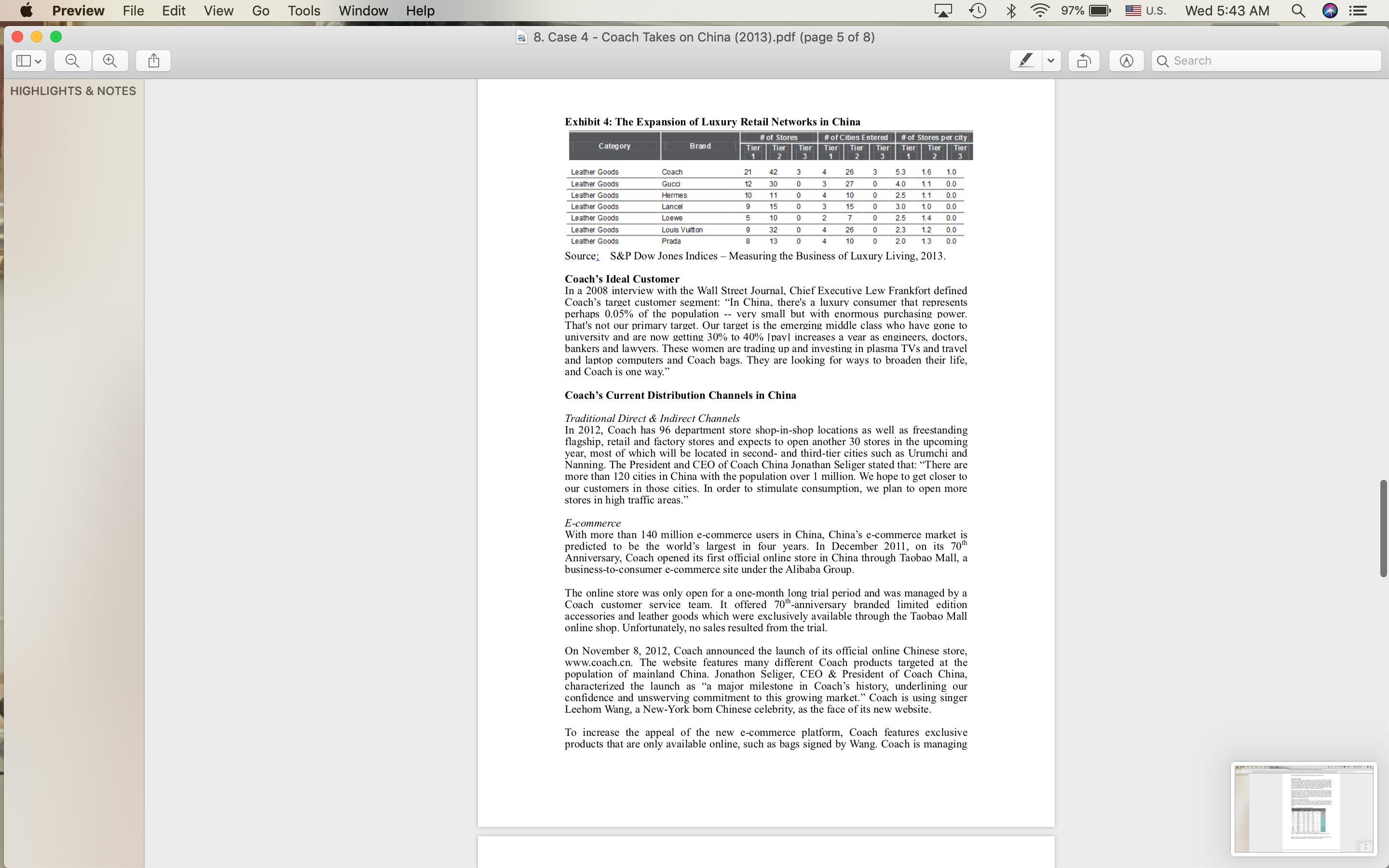 its success to the "affordable luxury" positioning supported by large-scale distribution. Lower