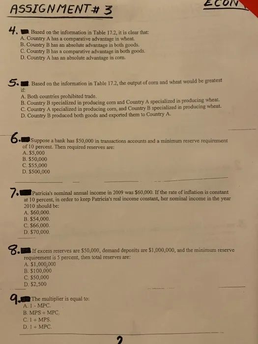 ASSIGNMENT# 3 4. Based on the information in Table 17.2, it is
