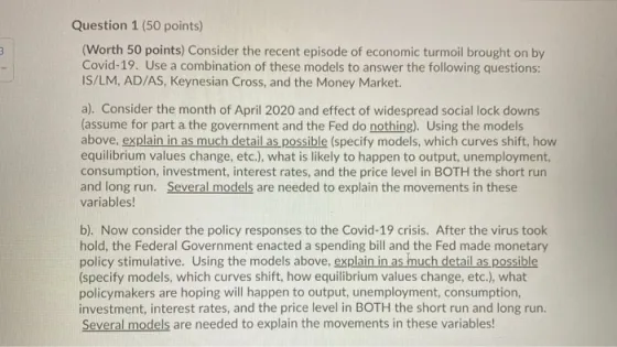 3 Question 1 (50 points) (Worth 50 points) Consider the recent episode