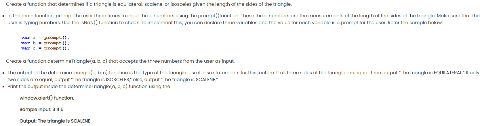 Create a function that determines if a triangle is equilateral, scalene, or