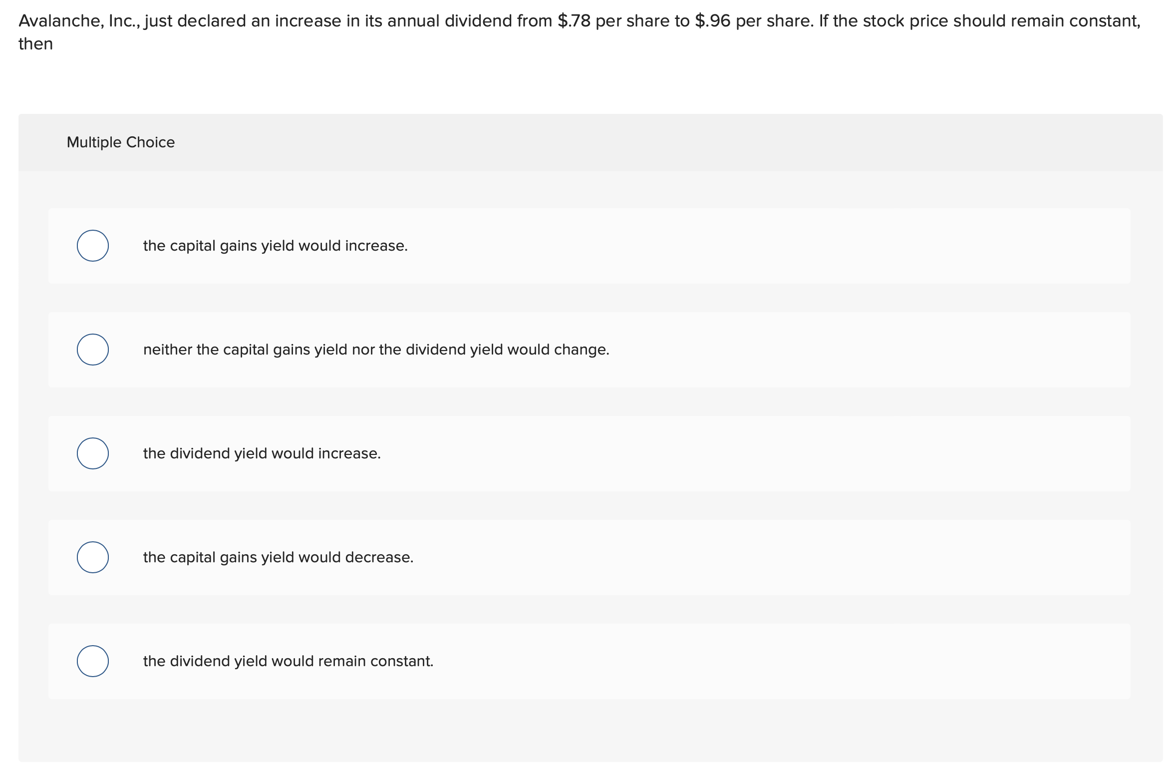 Avalanche, Inc., just declared an increase in its annual dividend from $.78