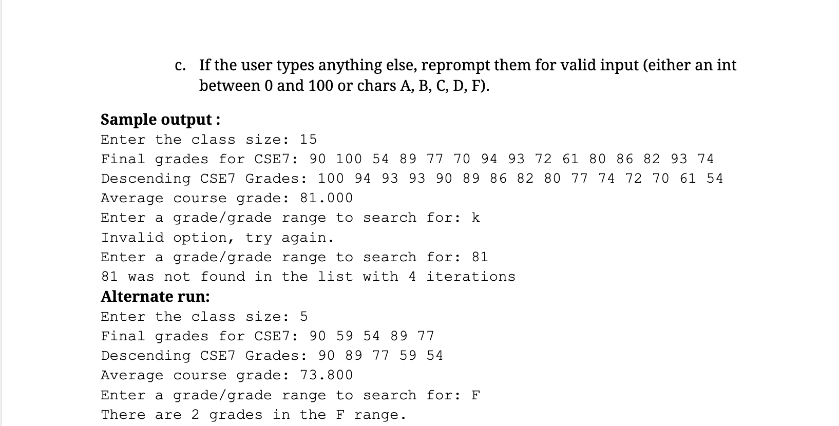 called RandomGrades.java that generates integers representing student grades, sorts the list in