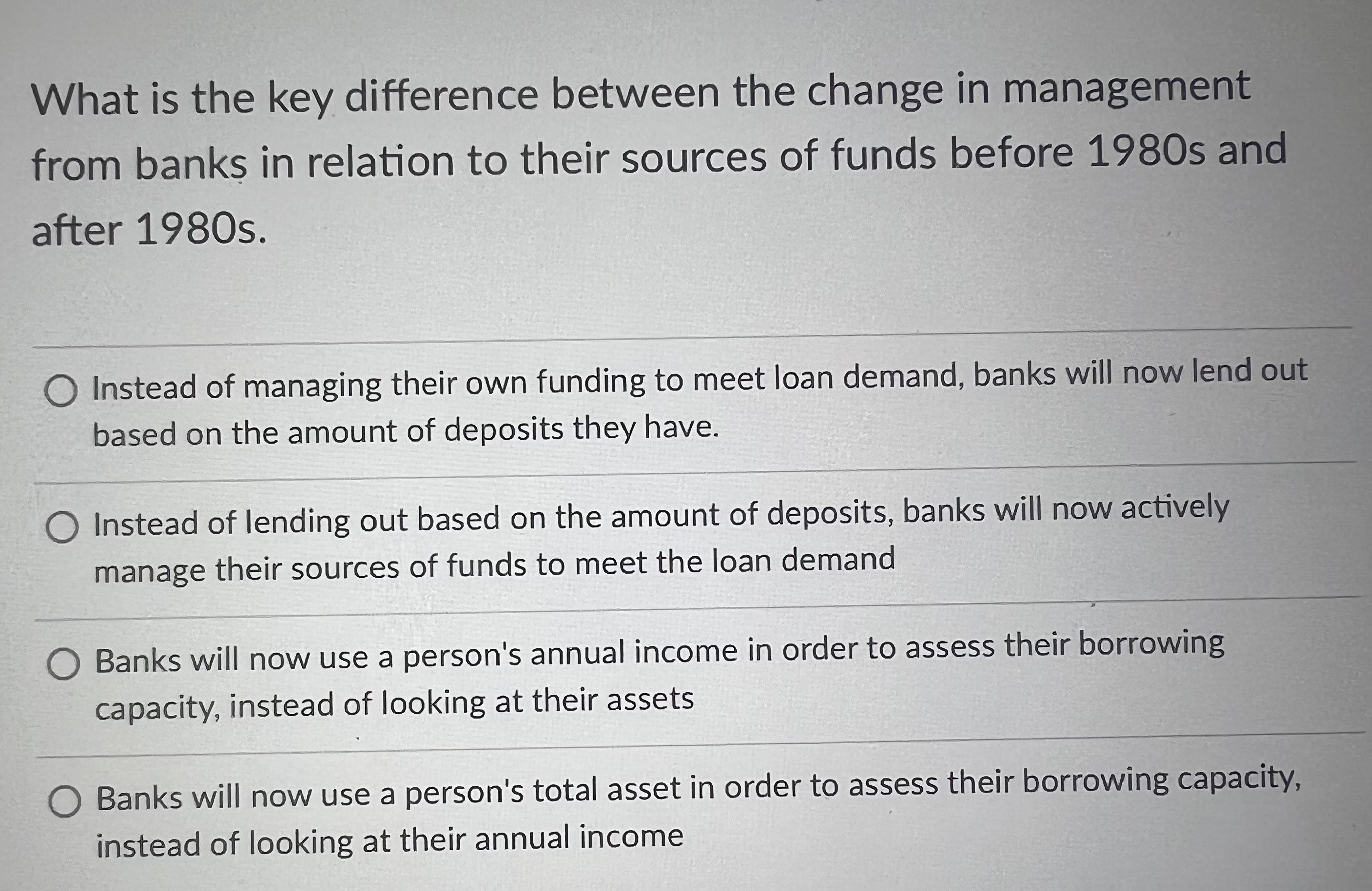 What is the key difference between the change in management from banks