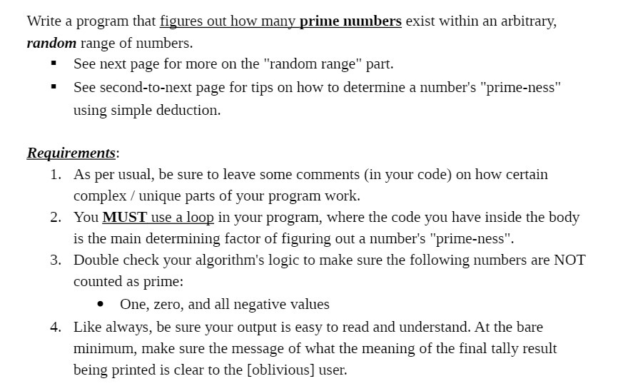 Write a program that figures out how many prime numbers exist within