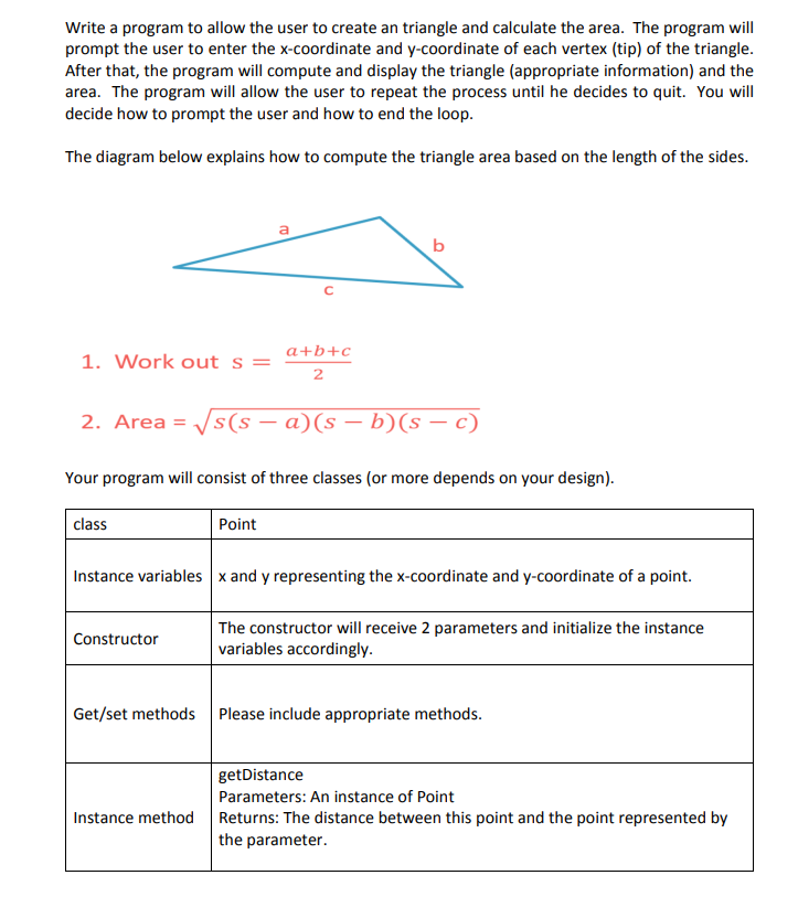 Write a program to allow the user to create an triangle and