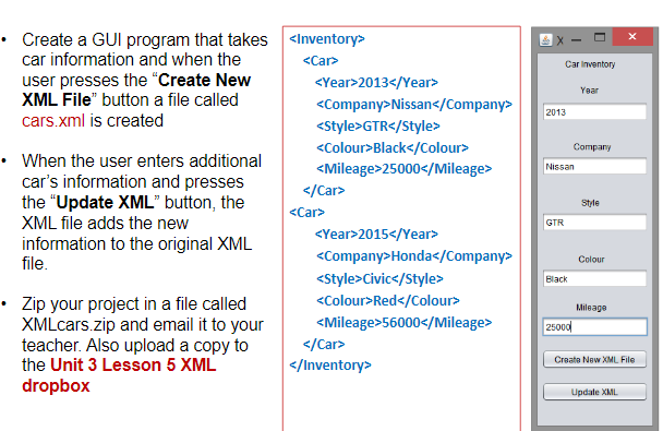 Create a GUI program that takes car information and when the user