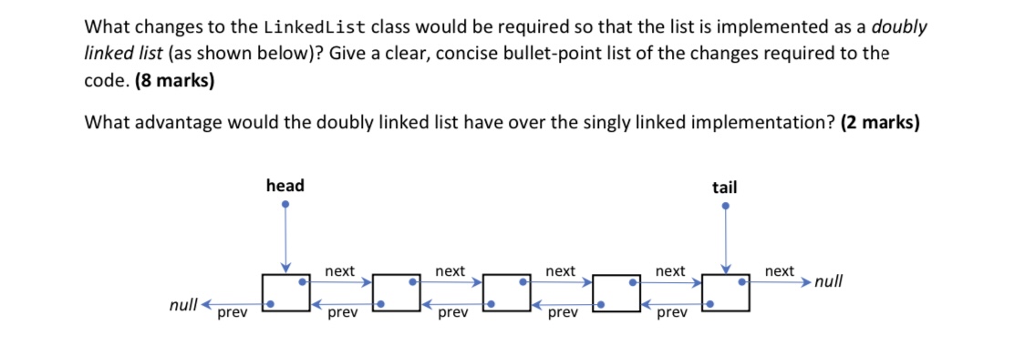 What changes to the Linked List class would be required so that
