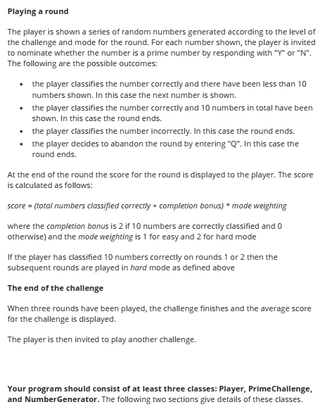 This section specifies the required functionality of the program. Only a text
