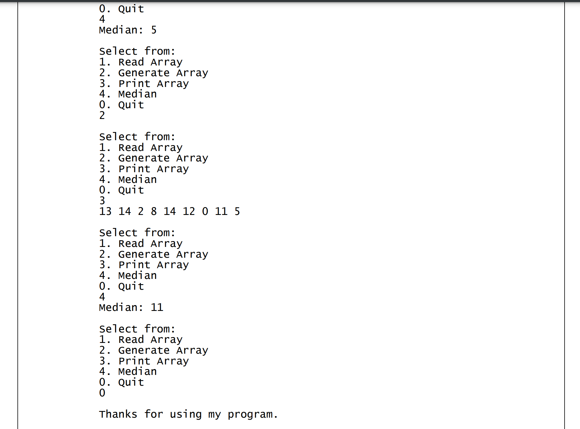 enter a collection of non-negative integers or let the program randomly generate
