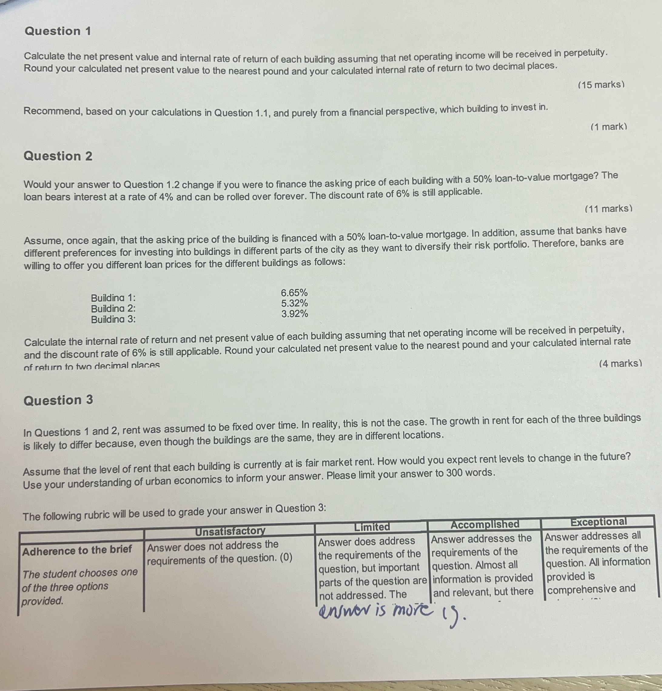 Question 1 Calculate the net present value and internal rate of return