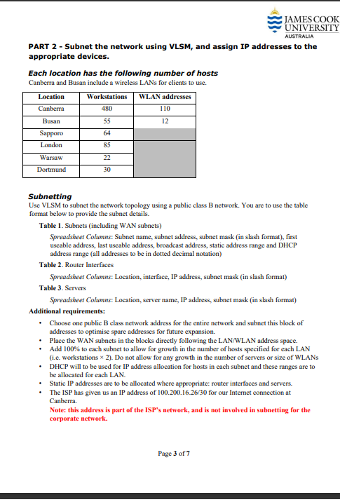 efficiency, etc.), subnet the network, assign IP addresses to the appropriate devices,
