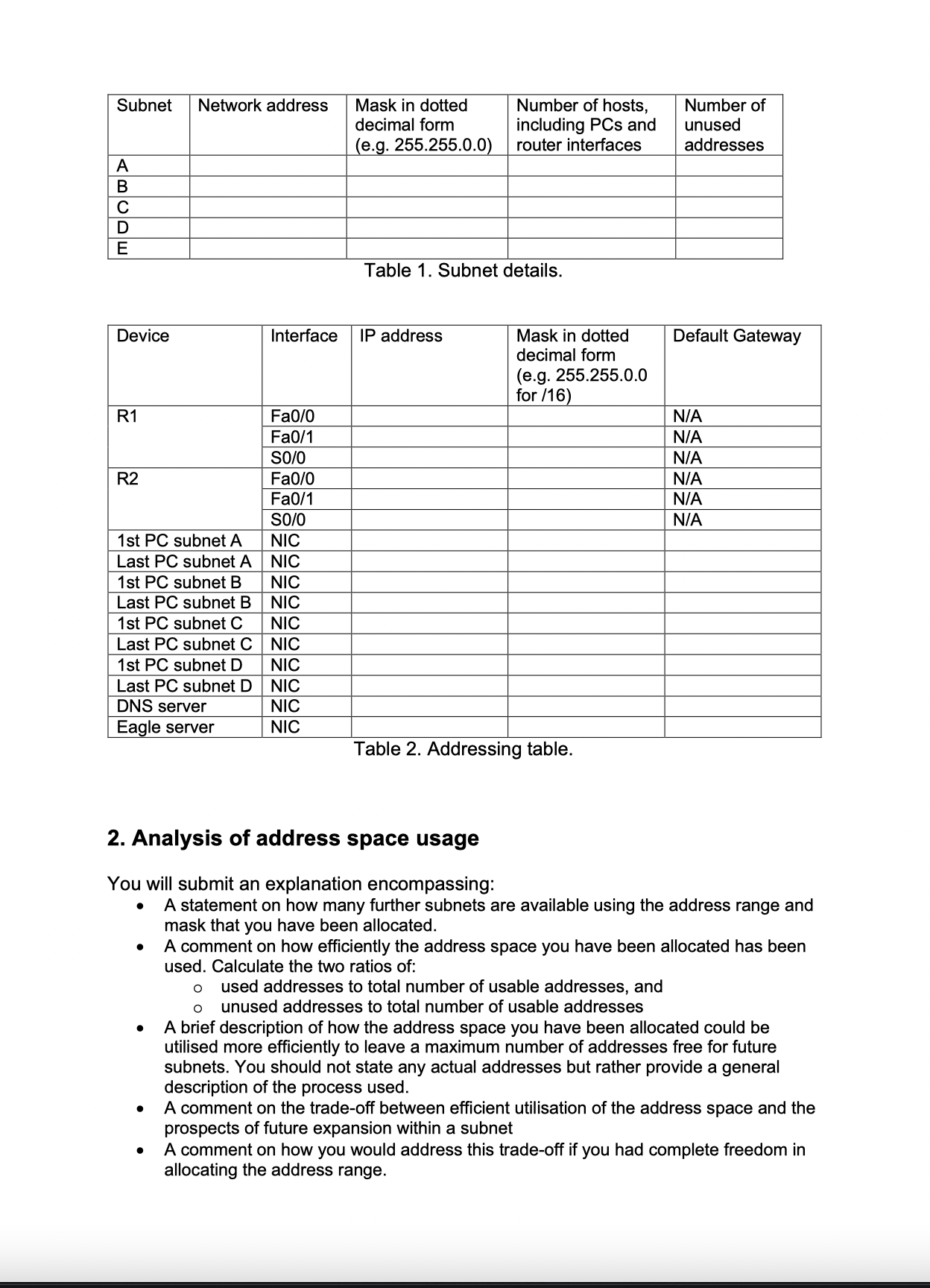 B Fa0/0 Fa0/1 SO/0 SO/0 Fa0/1 Fa0/0 Figure 1. Topology diagram. Subnet