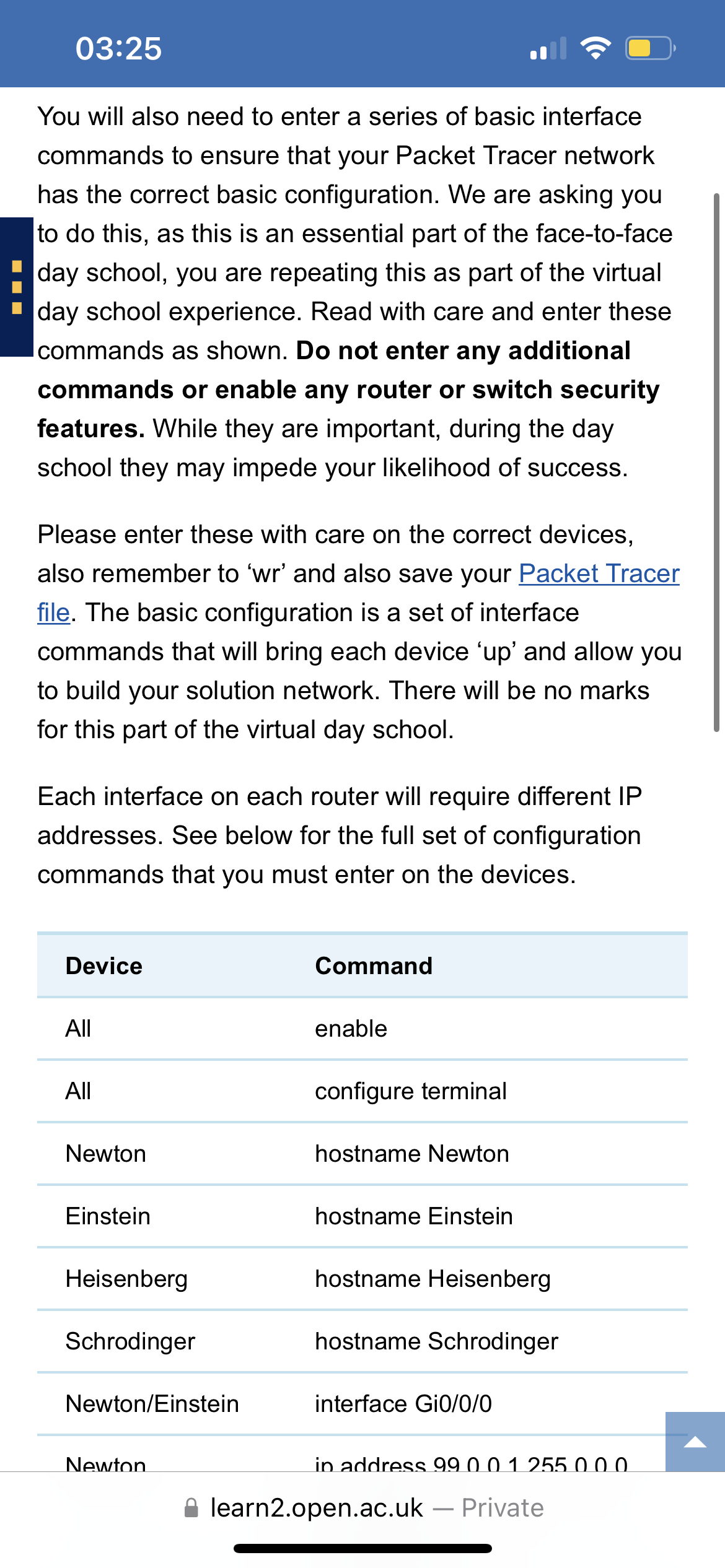 03:25 You will also need to enter a series of basic interface