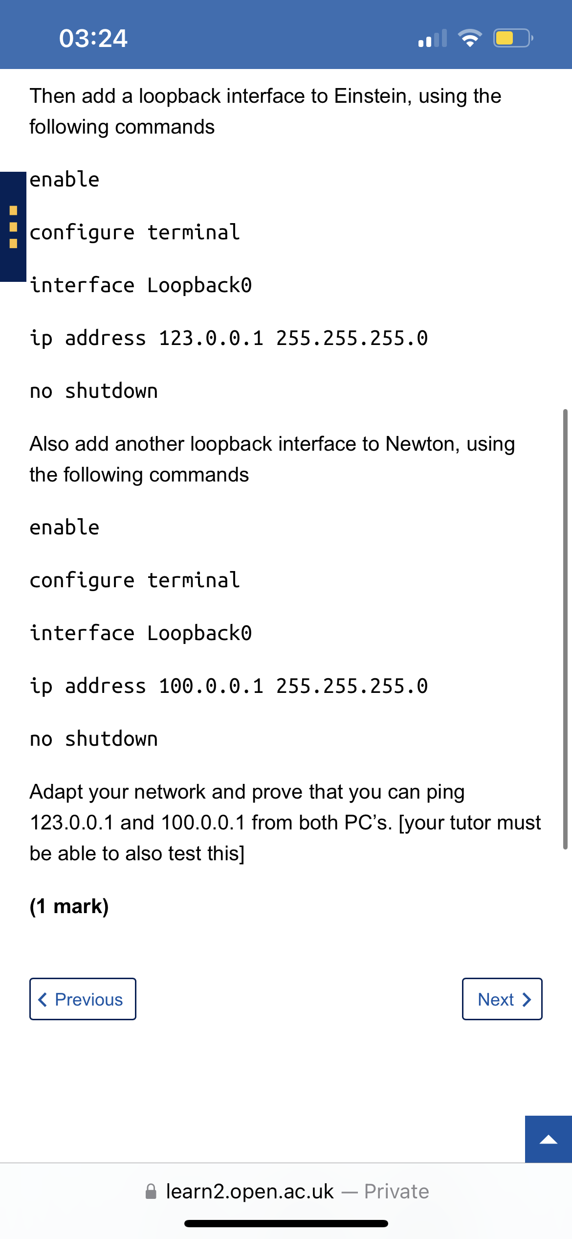 build your solution network. There will be no marks for this part