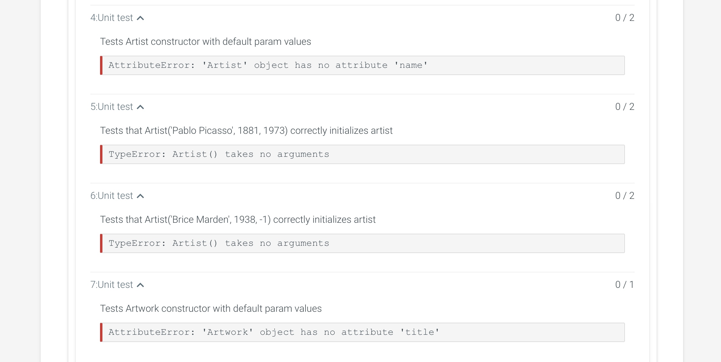 a constructor to initialize an artist's information. The constructor should by default