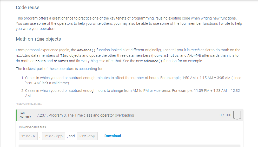 data type, briefly defining a Time structure. I've converted this structure to