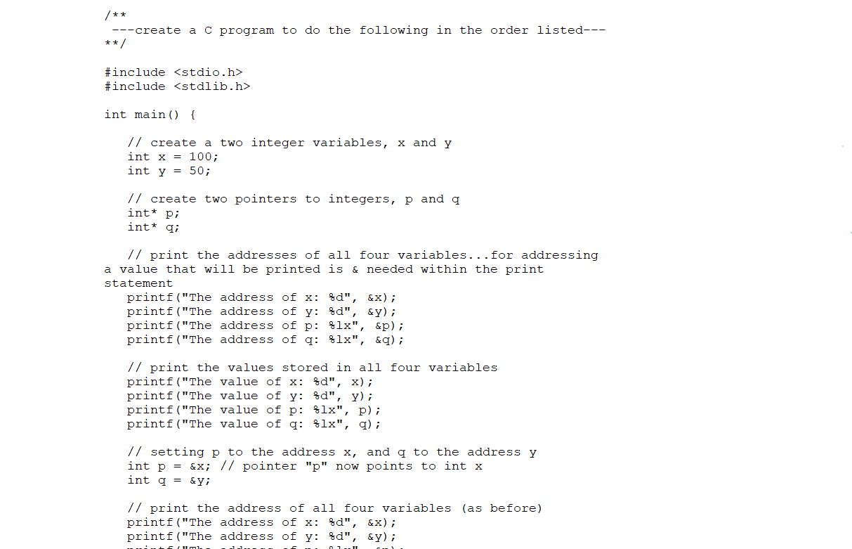 /** ---create a C program to do the following in the order